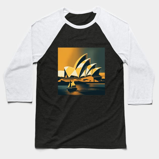 Stylised Sydney Opera House Baseball T-Shirt by CPT T's